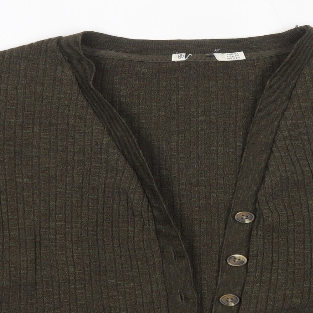 Stradivarius Womens Green Round Neck  Polycarbamide Cardigan Jumper Size M