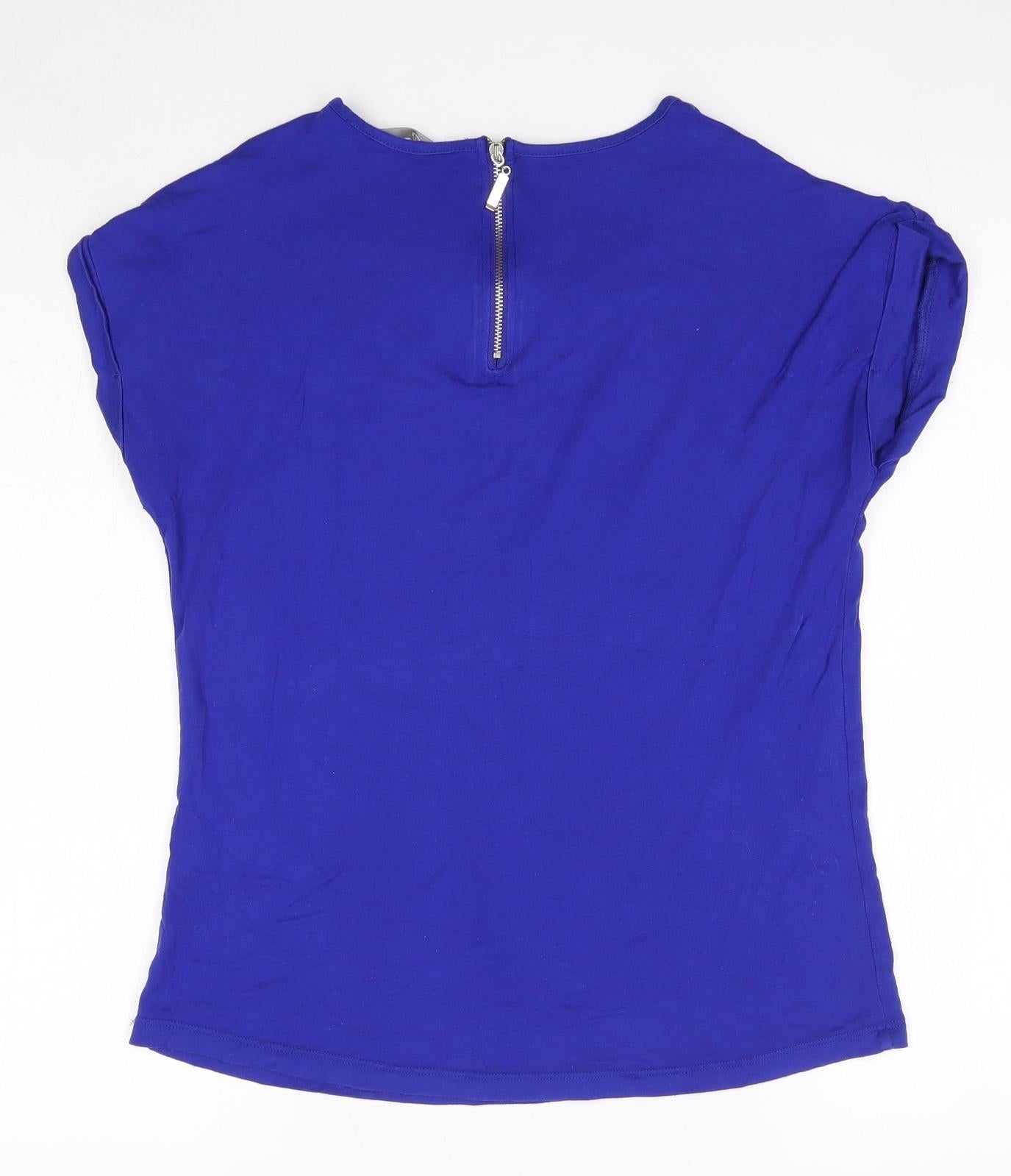 Peacocks Womens Black  Viscose Basic T-Shirt Size 12 Round Neck