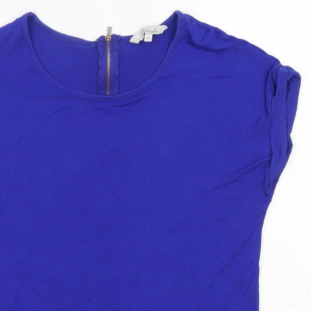 Peacocks Womens Black  Viscose Basic T-Shirt Size 12 Round Neck