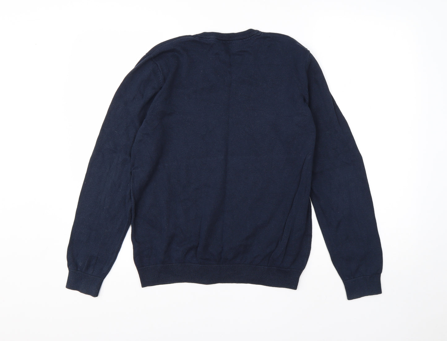 M&S Boys Blue V-Neck  Cotton Pullover Jumper Size 12-13 Years