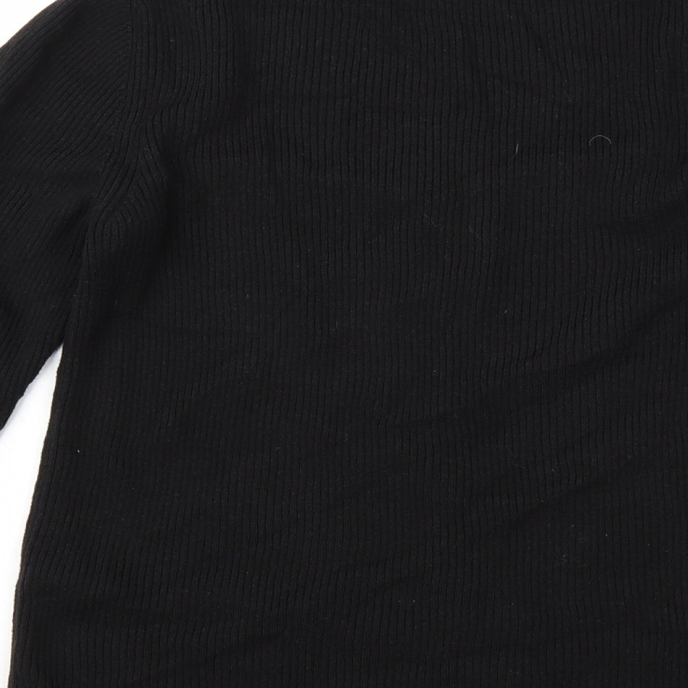 TU Womens Black Square Neck  Acrylic Cardigan Jumper Size 10