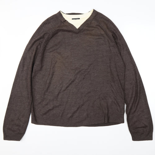 Urban Spirit Mens Brown Round Neck  Acrylic Pullover Jumper Size XL