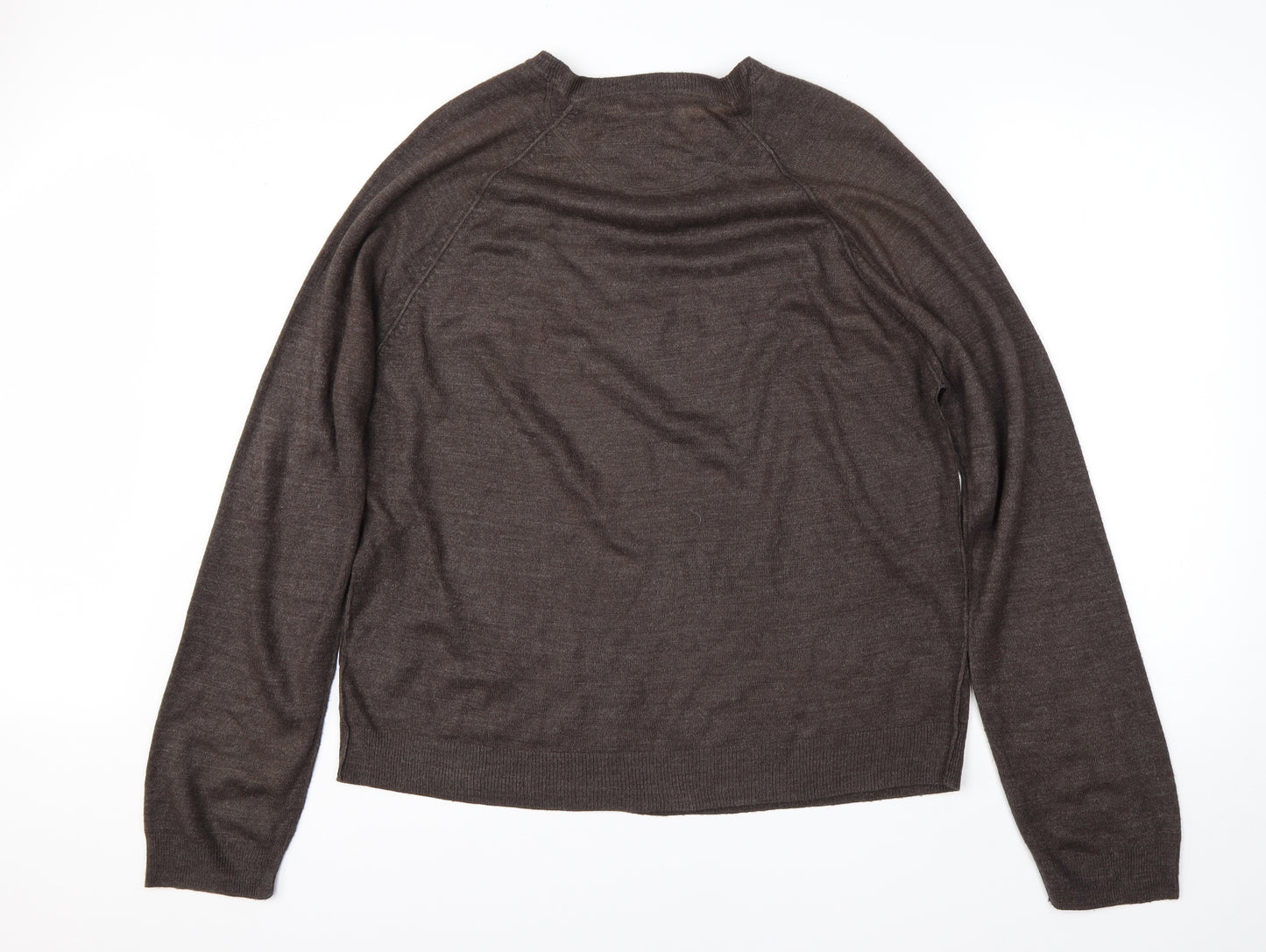 Urban Spirit Mens Brown Round Neck  Acrylic Pullover Jumper Size XL