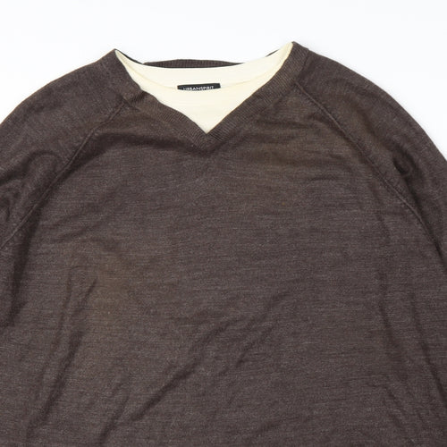 Urban Spirit Mens Brown Round Neck  Acrylic Pullover Jumper Size XL