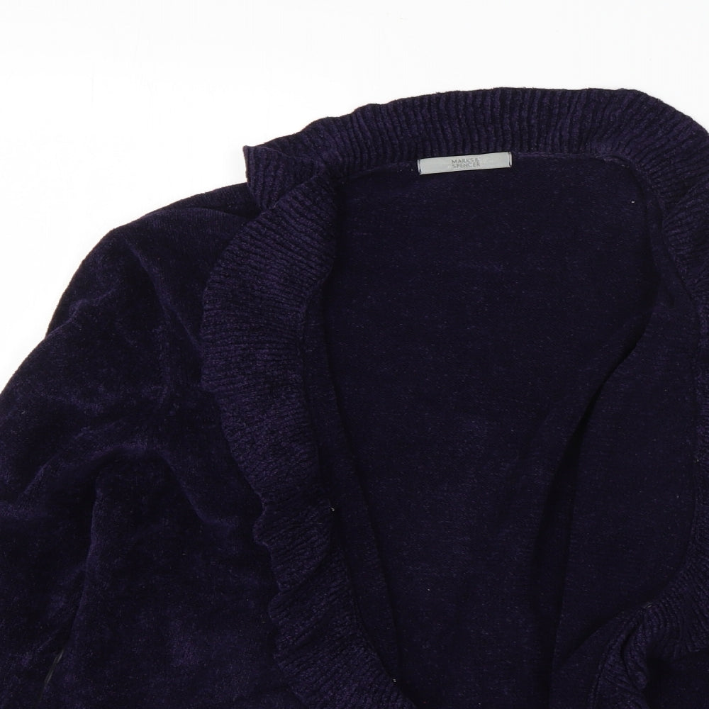 M&S Womens Purple Round Neck  Viscose Cardigan Jumper Size 22