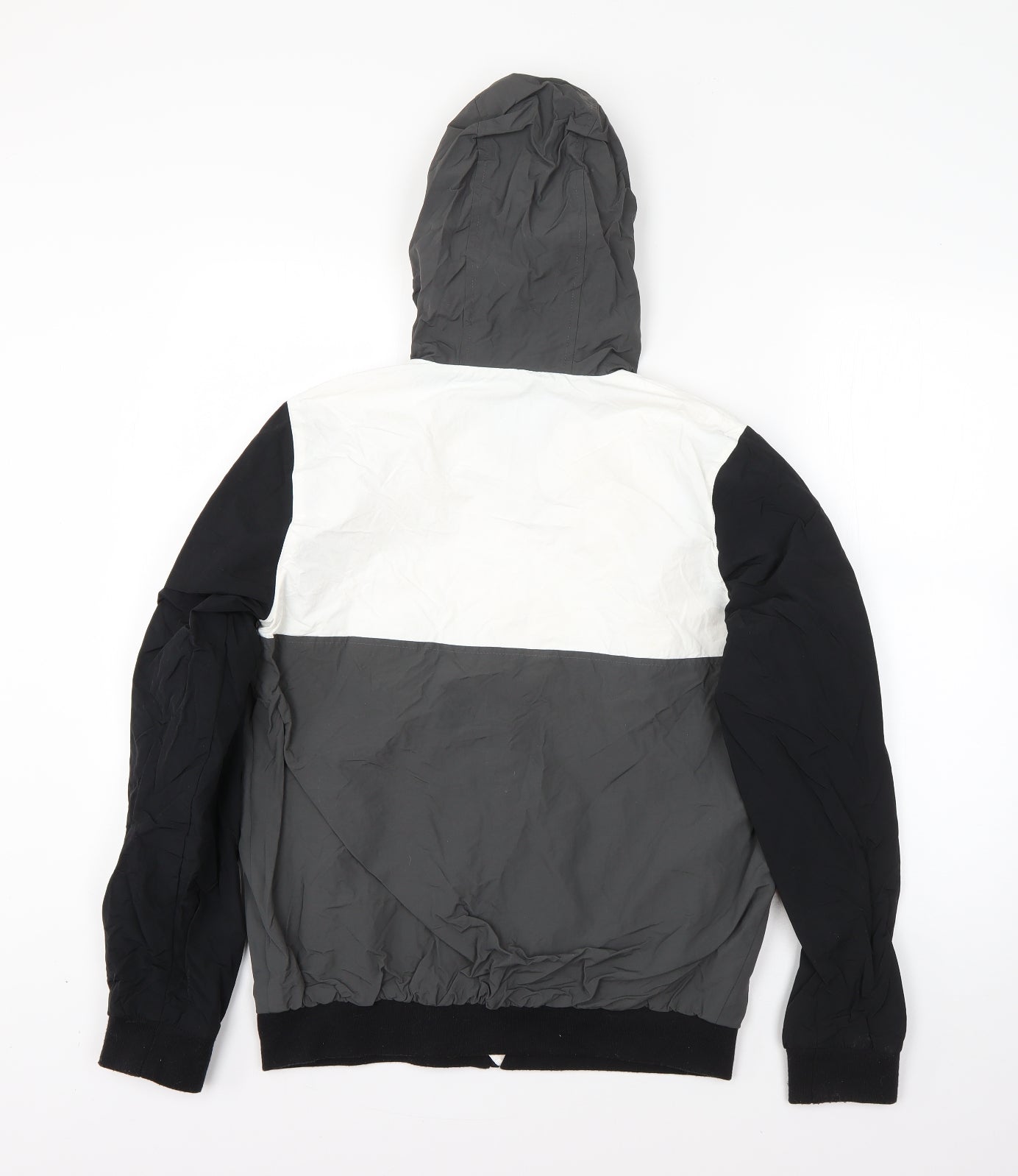Primark Boys Grey Colourblock Nylon Full Zip Hoodie Size 13 Years  Zip