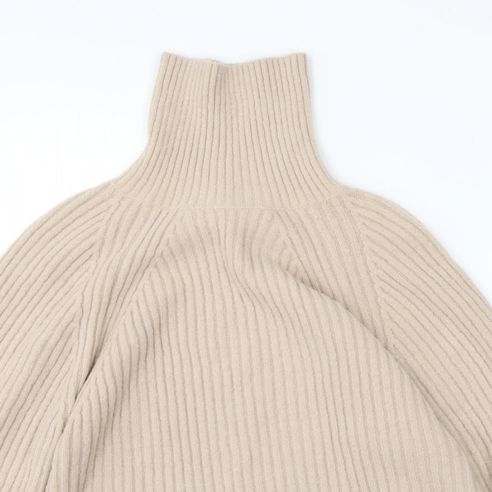 Missguided Womens Beige Roll Neck  Acrylic Pullover Jumper Size 12