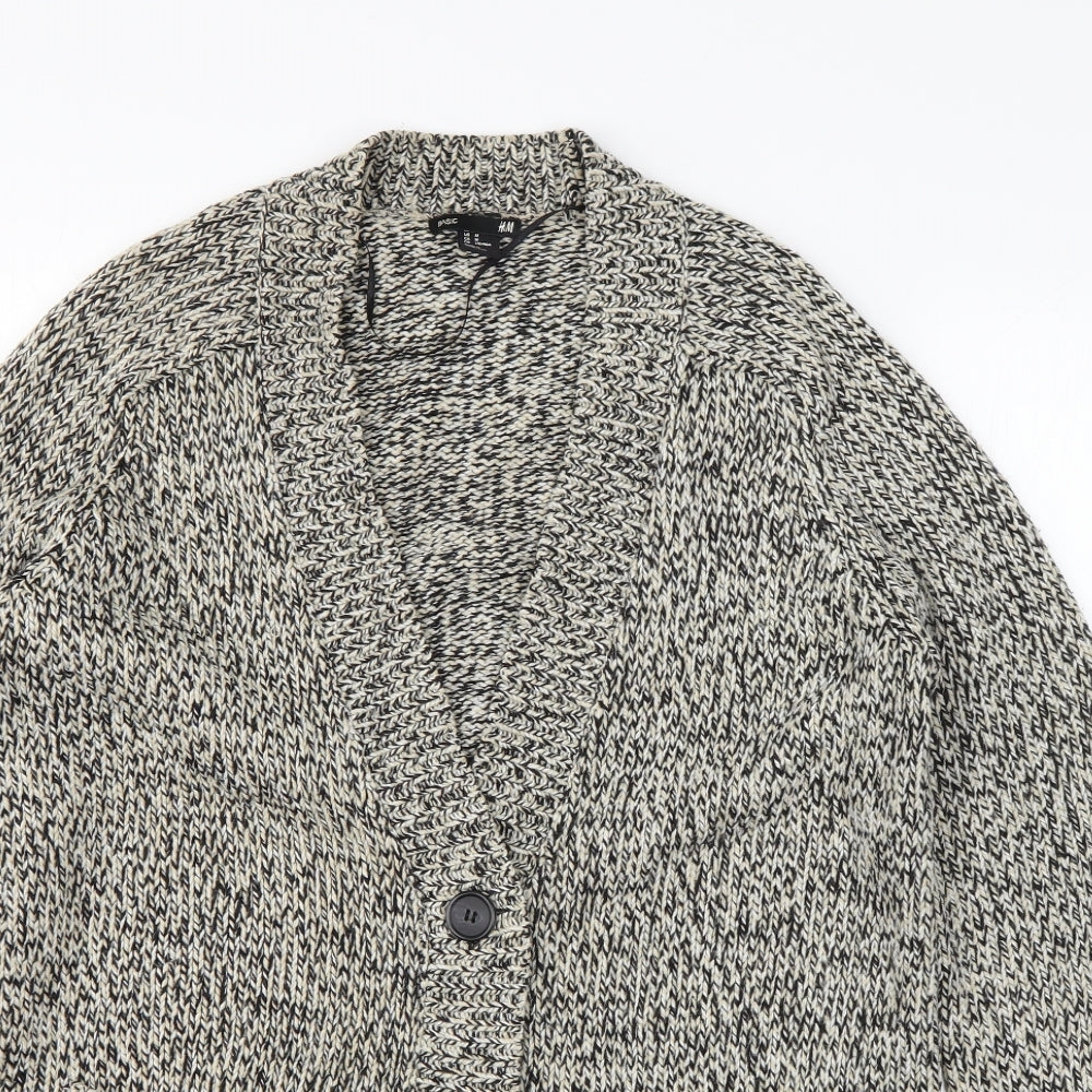 H&M Mens Grey V-Neck  Acrylic Cardigan Jumper Size M