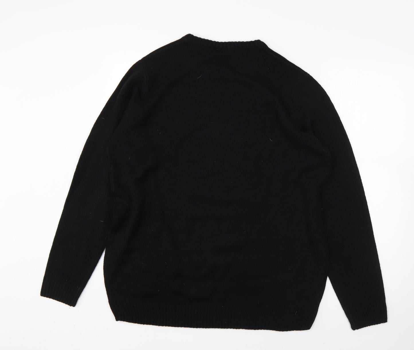Livergy Mens Black Round Neck  Acrylic Pullover Jumper Size XL   - christmas elf