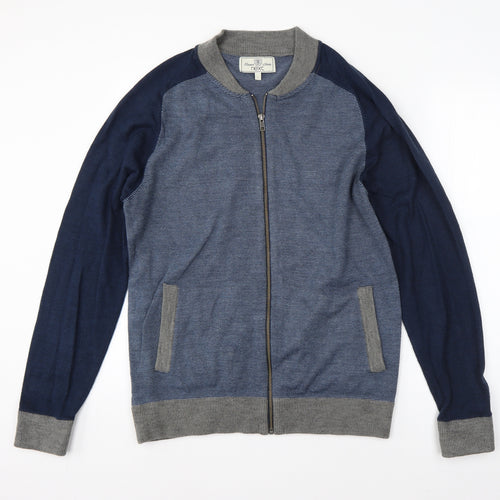 NEXT Mens Blue High Neck  Acrylic Full Zip Jumper Size L