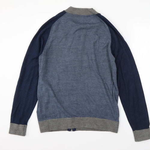 NEXT Mens Blue High Neck  Acrylic Full Zip Jumper Size L