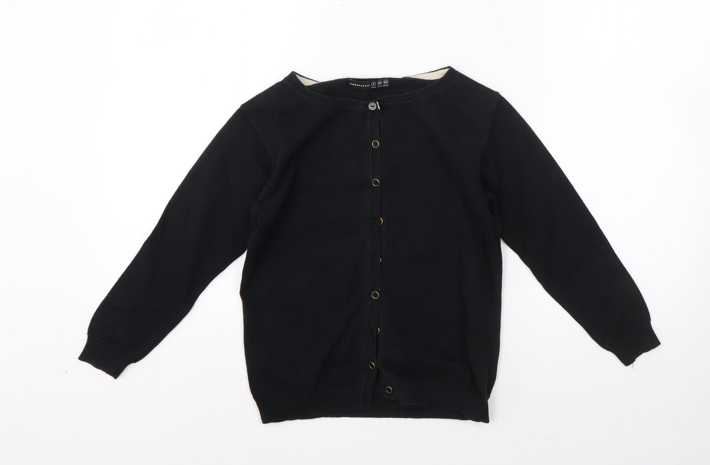 Atmosphere Womens Black Round Neck  Cotton Cardigan Jumper Size 8
