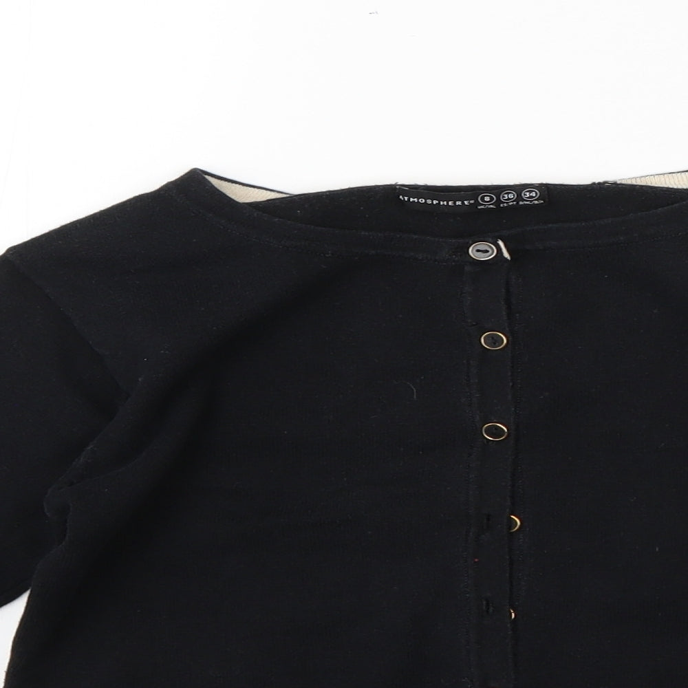 Atmosphere Womens Black Round Neck  Cotton Cardigan Jumper Size 8