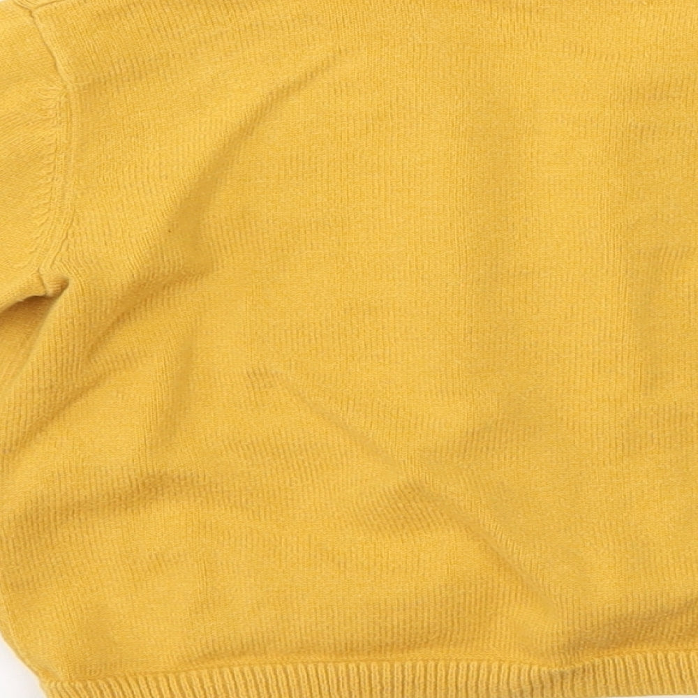 Preworn Girls Yellow Round Neck  Cotton Cardigan Jumper Size 3-4 Years