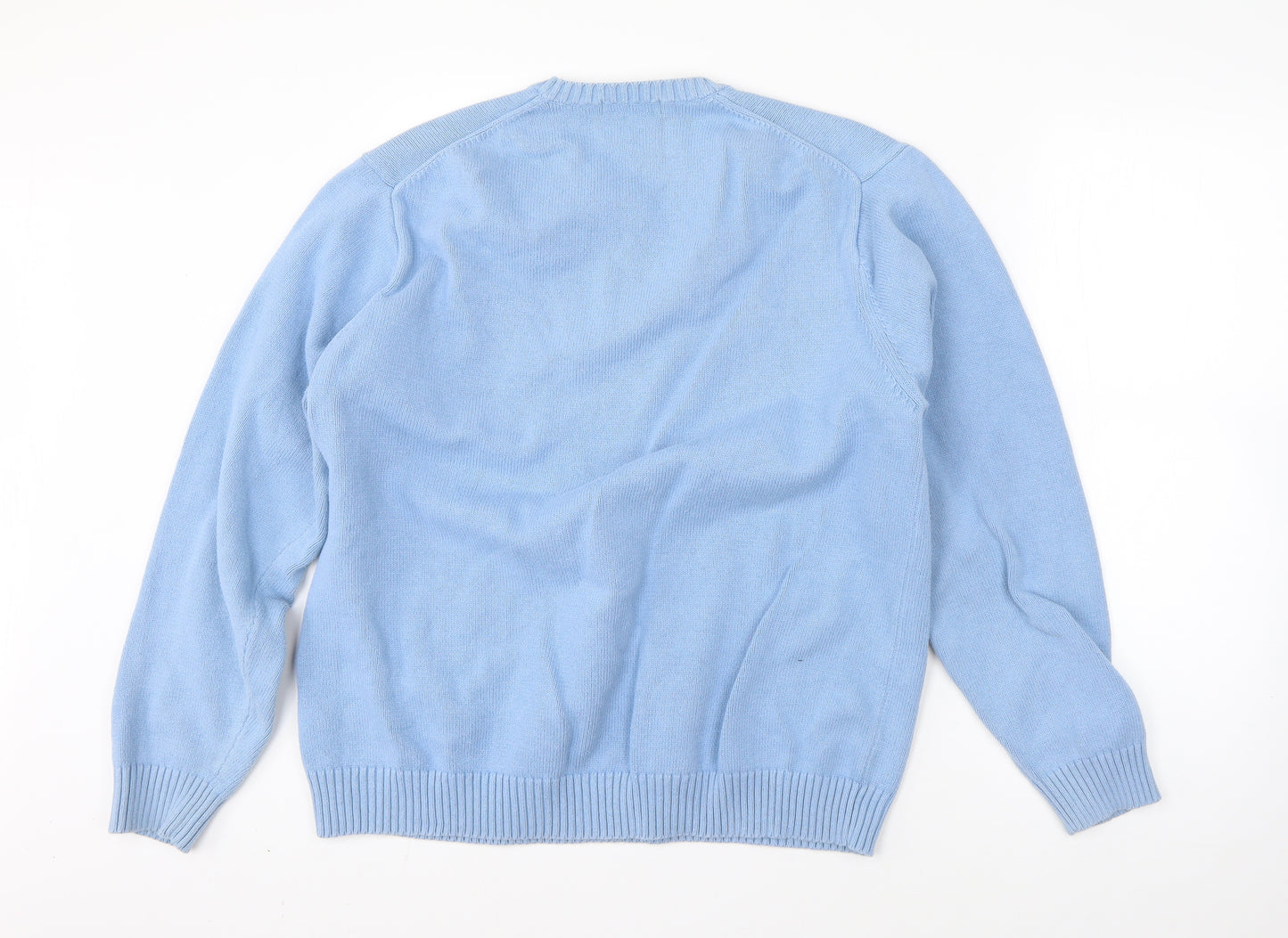 M&S Mens Blue V-Neck  Cotton Pullover Jumper Size XL