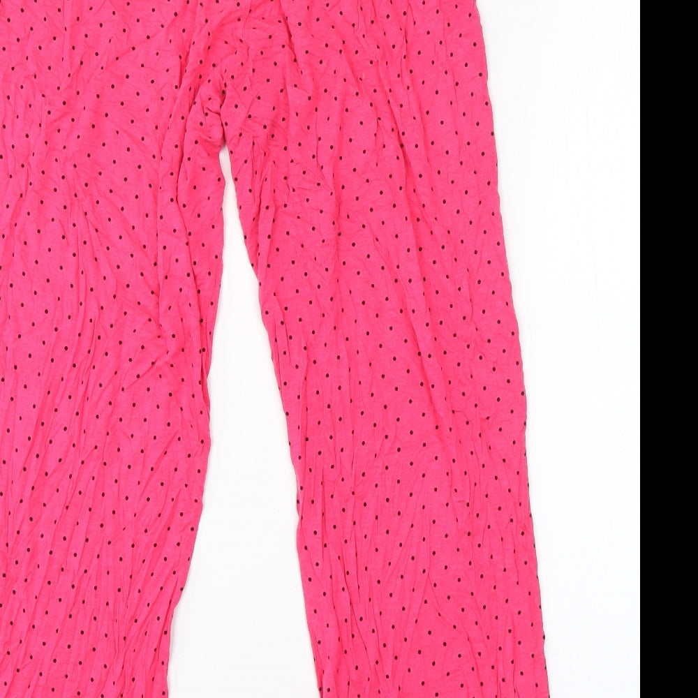 Preworn Womens Pink Polka Dot Polyester  Pyjama Pants Size 14