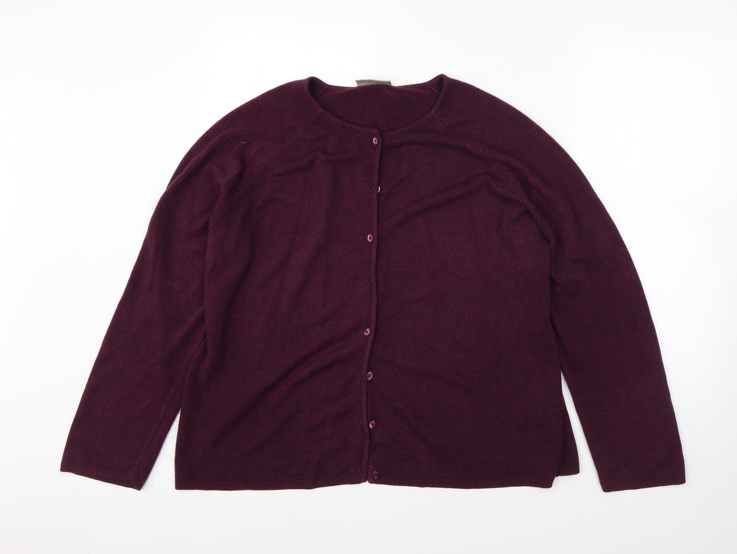 BHS Womens Purple Round Neck  Acrylic Cardigan Jumper Size 20