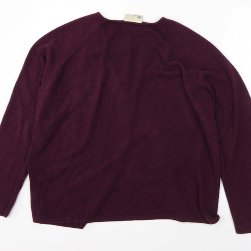 BHS Womens Purple Round Neck  Acrylic Cardigan Jumper Size 20
