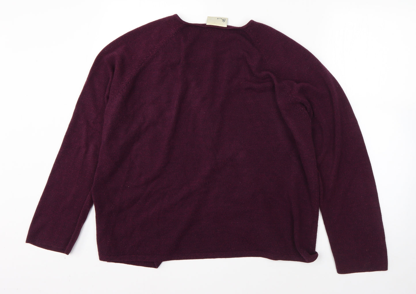 BHS Womens Purple Round Neck  Acrylic Cardigan Jumper Size 20
