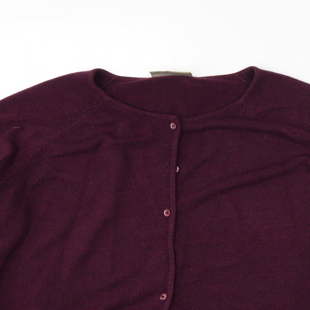 BHS Womens Purple Round Neck  Acrylic Cardigan Jumper Size 20