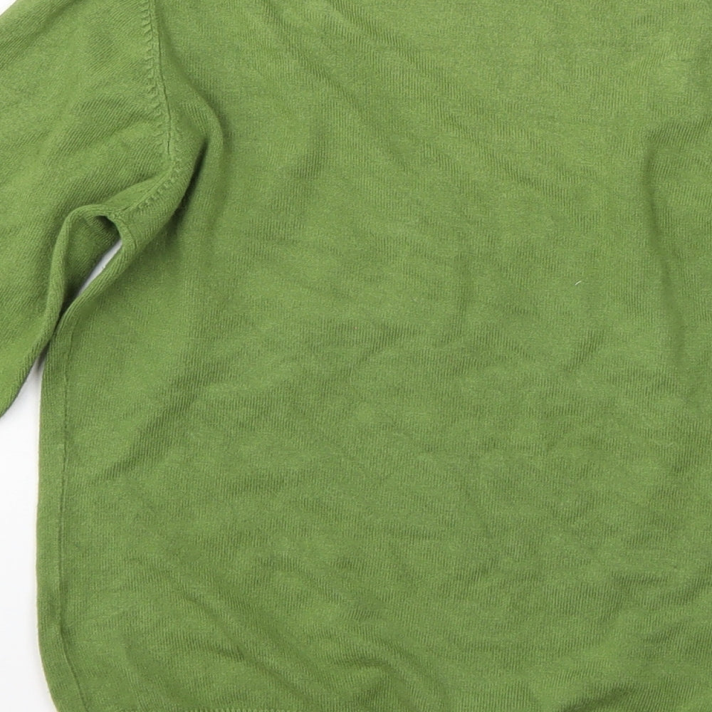 M&S Womens Green V-Neck  Viscose Pullover Jumper Size 8