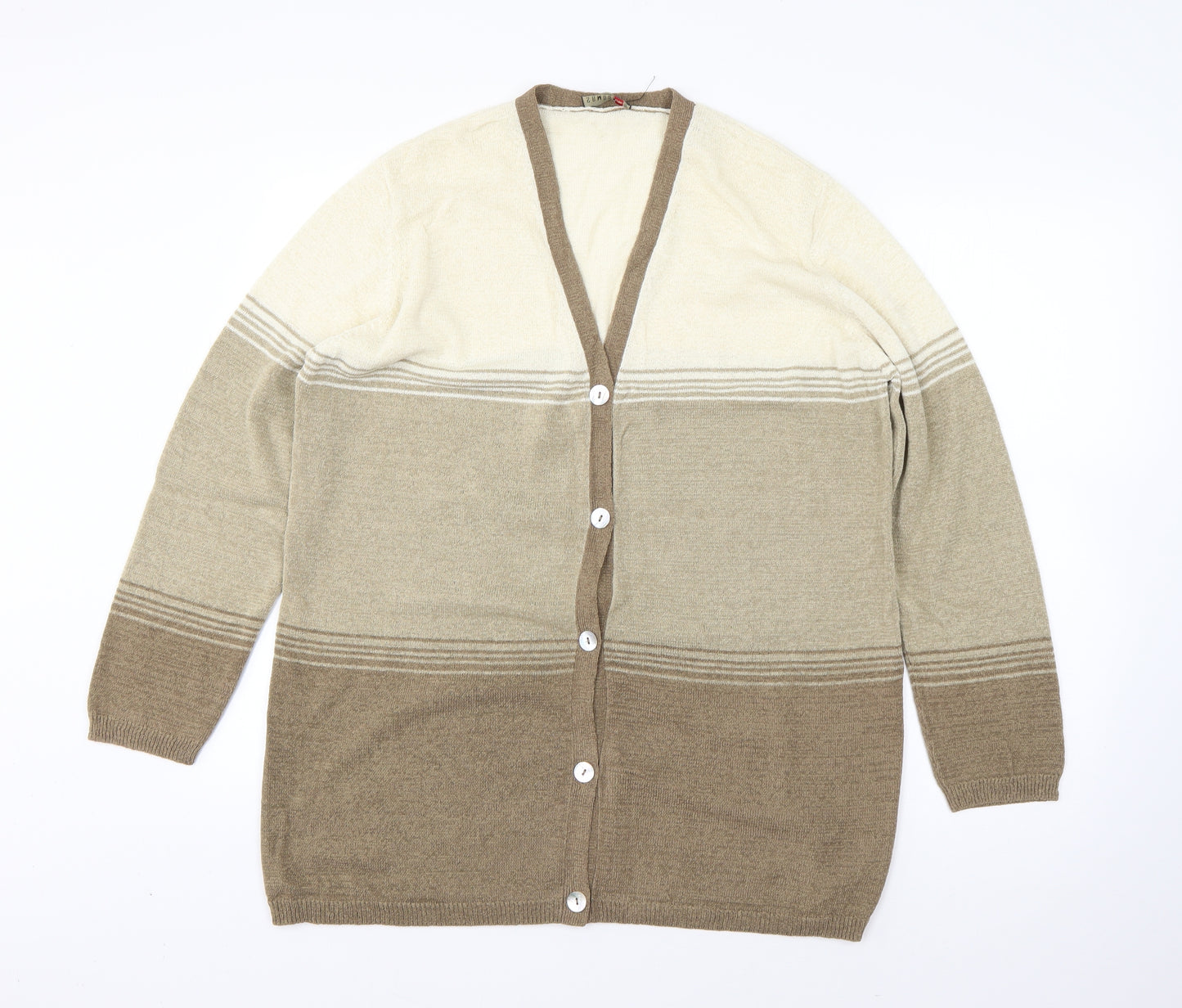 Samoon Womens Beige V-Neck  Viscose Cardigan Jumper Size 16