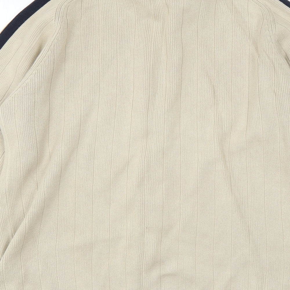 NEXT Mens Beige High Neck  Acrylic Full Zip Jumper Size M