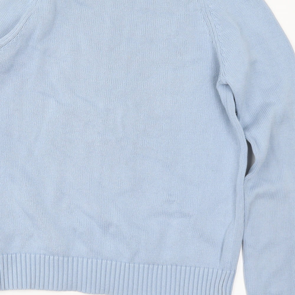 Land's End Mens Blue Round Neck  Cotton Pullover Jumper Size S