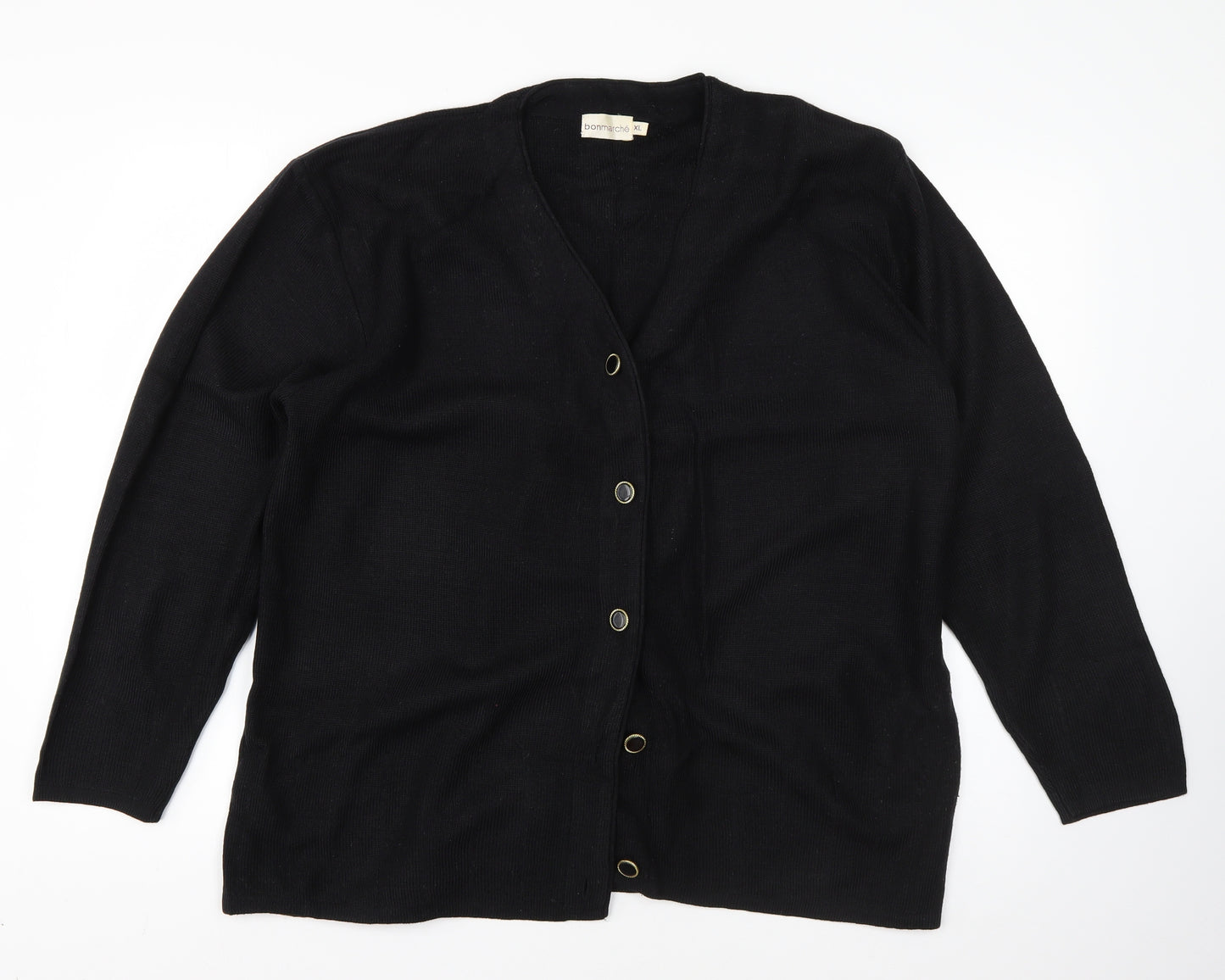 Bonmarché Womens Black Round Neck  Acrylic Cape Jumper Size XL