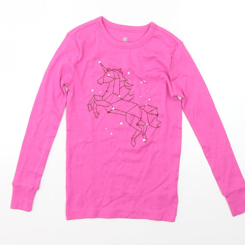 Gap Girls Pink Round Neck  Cotton Pullover Jumper Size 8 Years   - unicorn