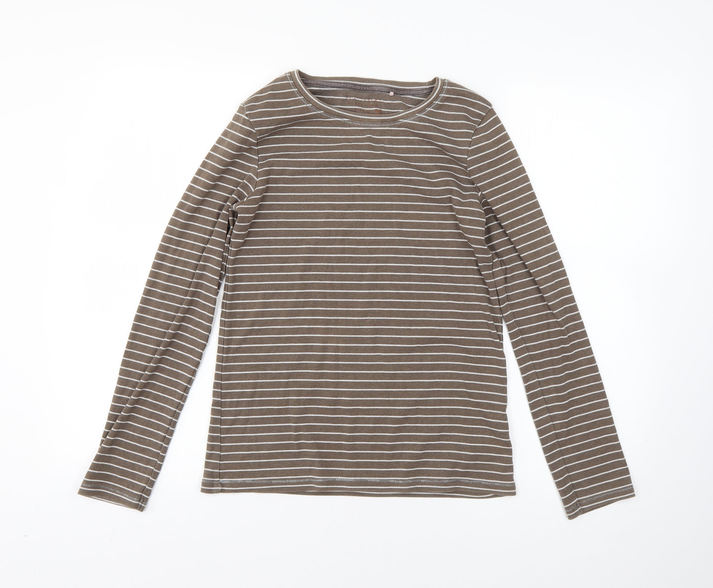 NEXT Girls Brown Round Neck Striped Cotton Pullover Jumper Size 15 Years