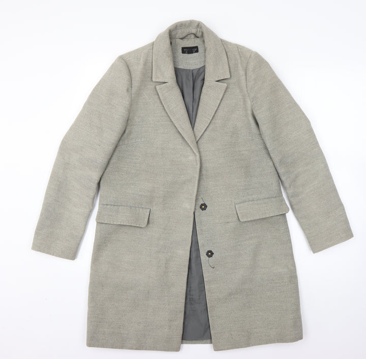 Topshop Womens Grey   Overcoat Coat Size 6  Snap