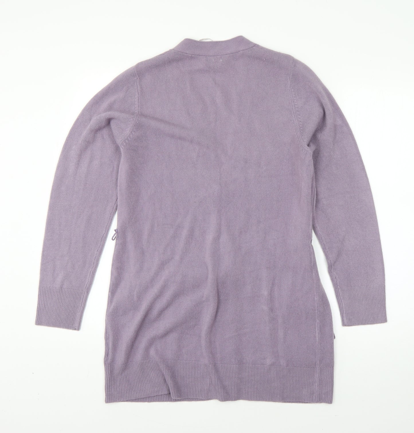 Text Womens Purple Round Neck  Acrylic Cardigan Jumper Size M
