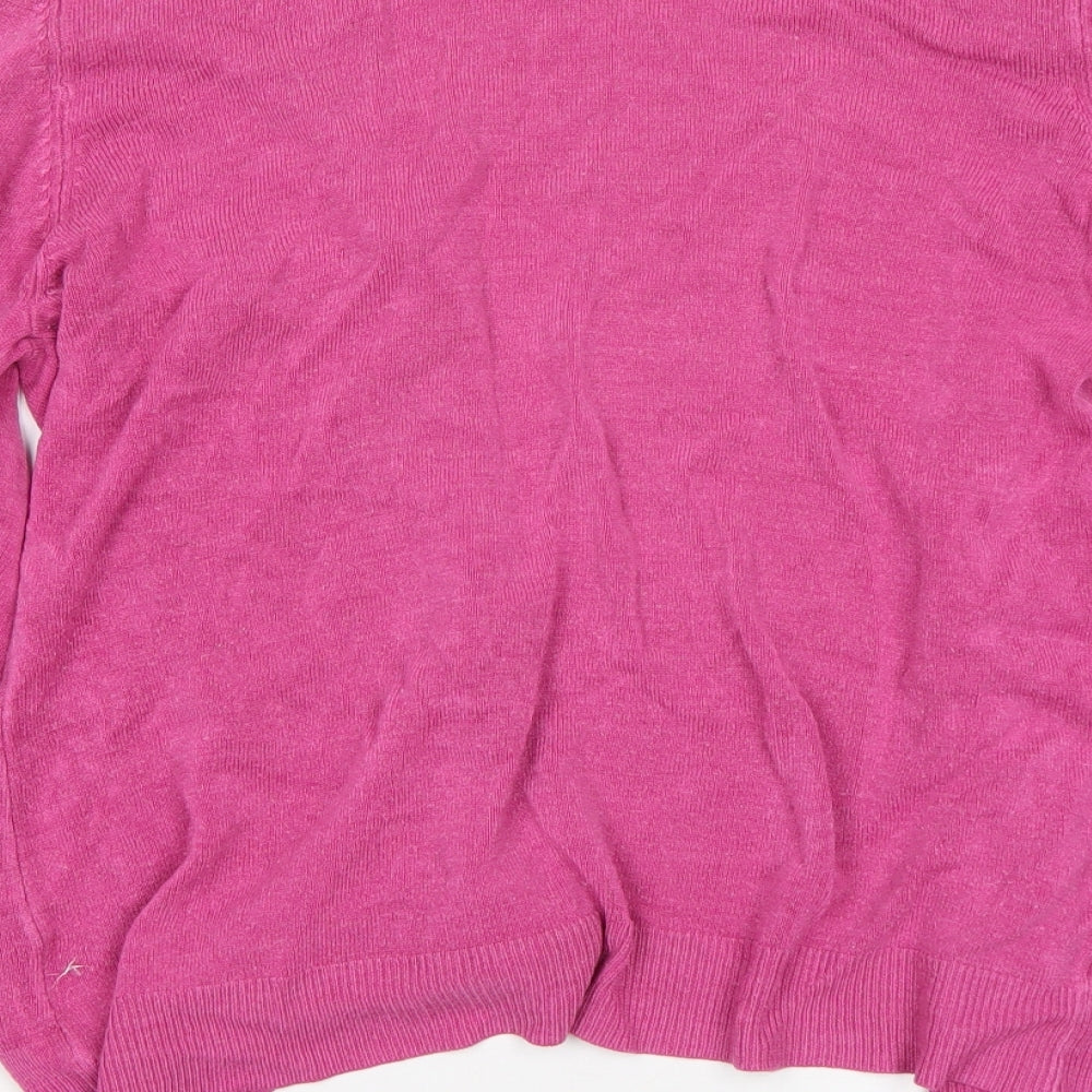 Papaya Womens Pink V-Neck  Acrylic Cardigan Jumper Size 16