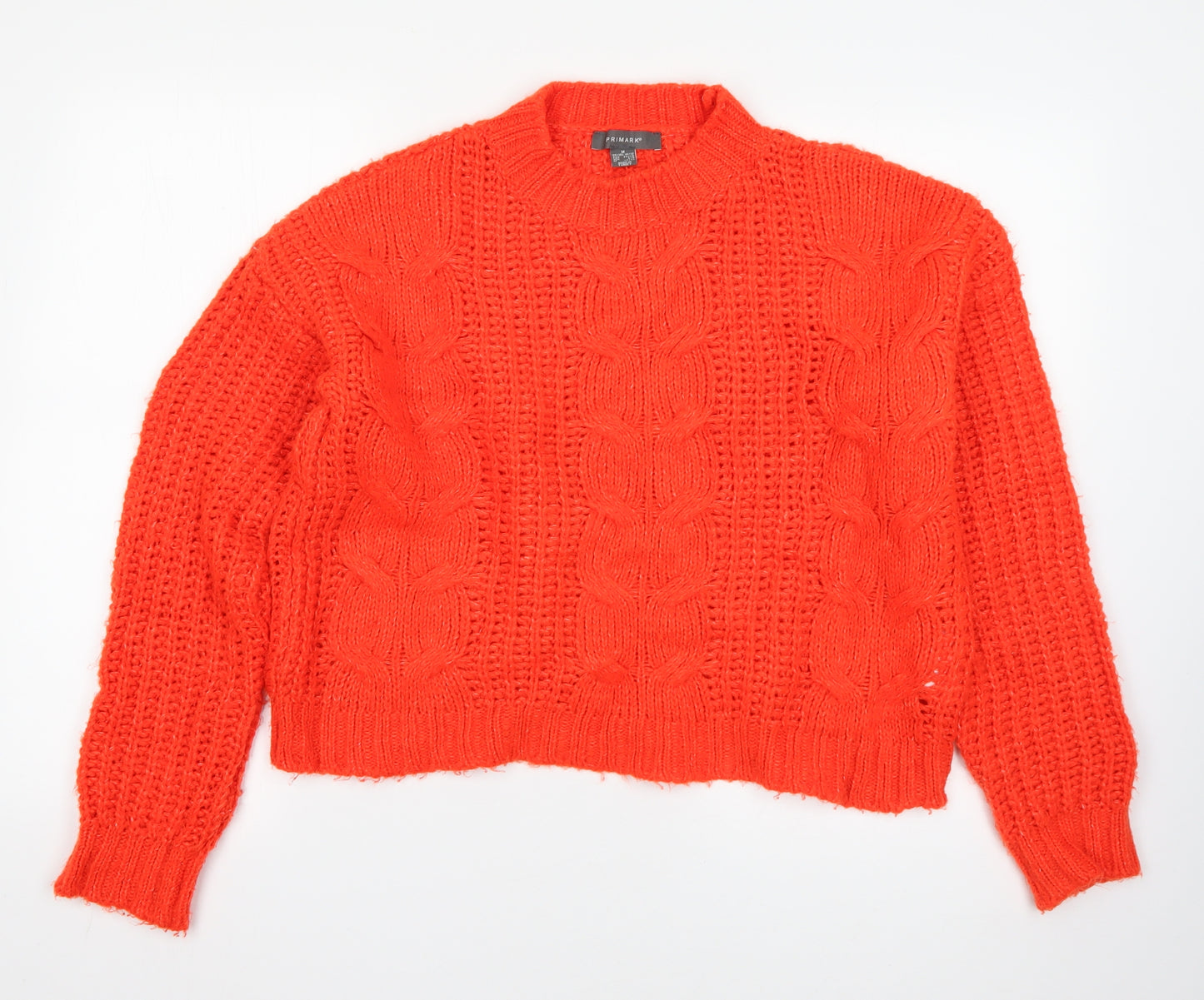 Primark Womens Orange High Neck  Acrylic Pullover Jumper Size M