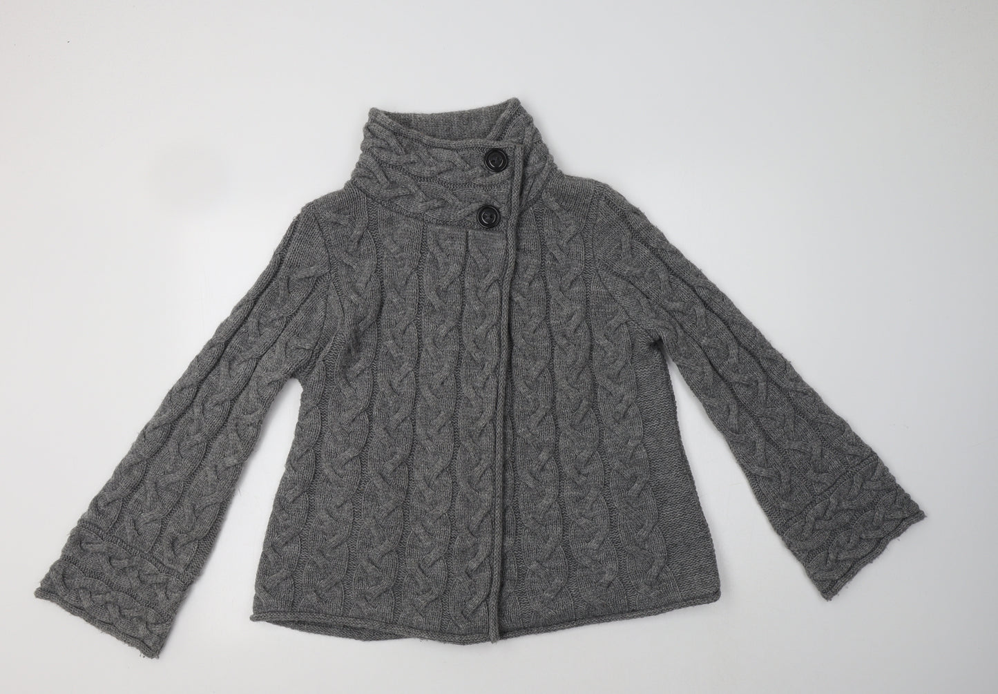 M&S Womens Grey Collared  Acrylic Cardigan Jumper Size 16