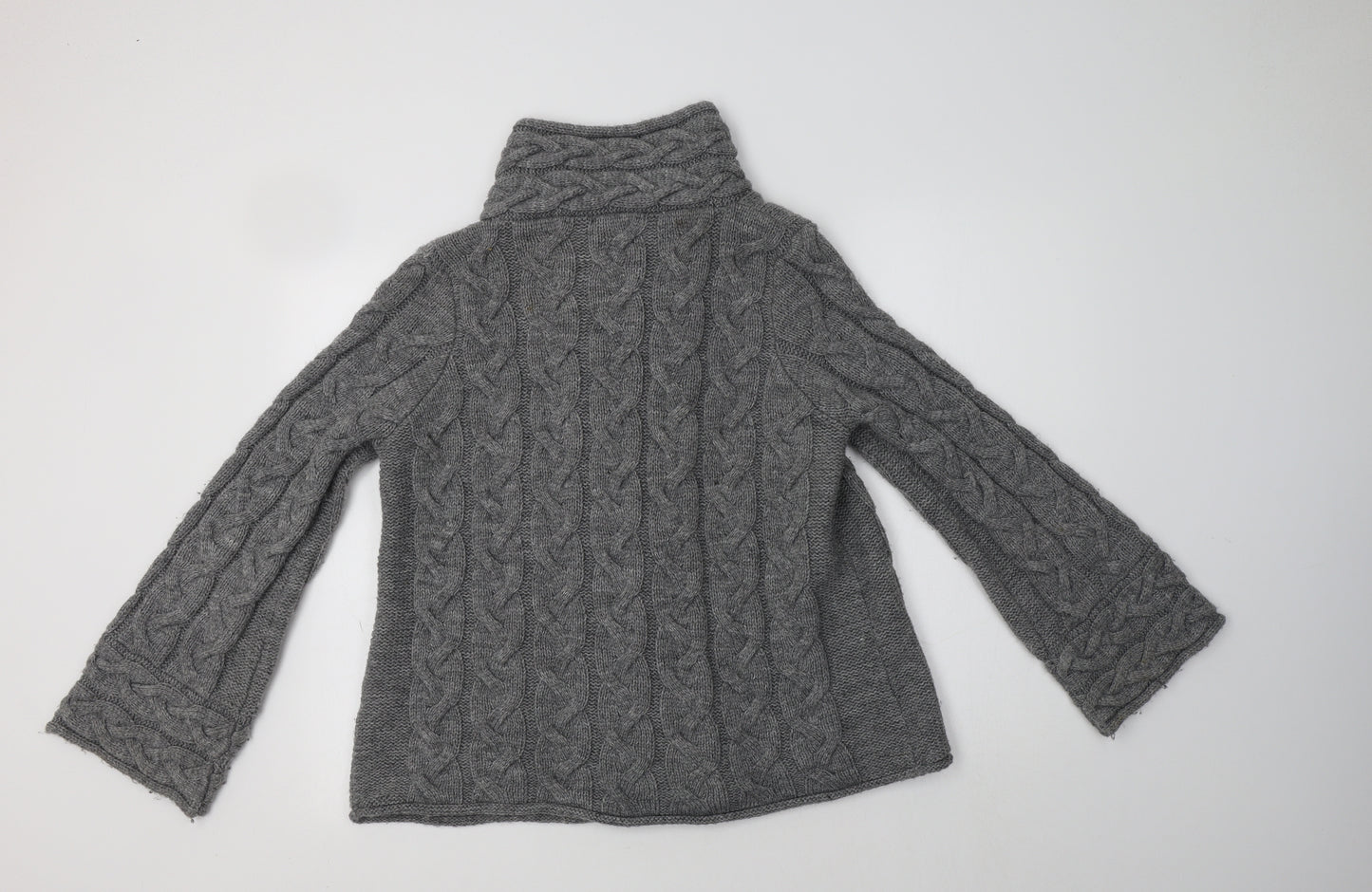 M&S Womens Grey Collared  Acrylic Cardigan Jumper Size 16