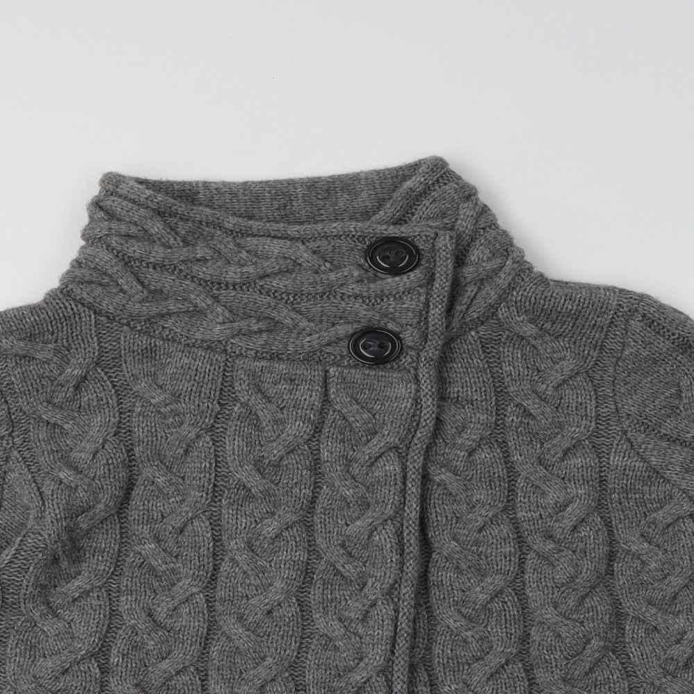 M&S Womens Grey Collared  Acrylic Cardigan Jumper Size 16