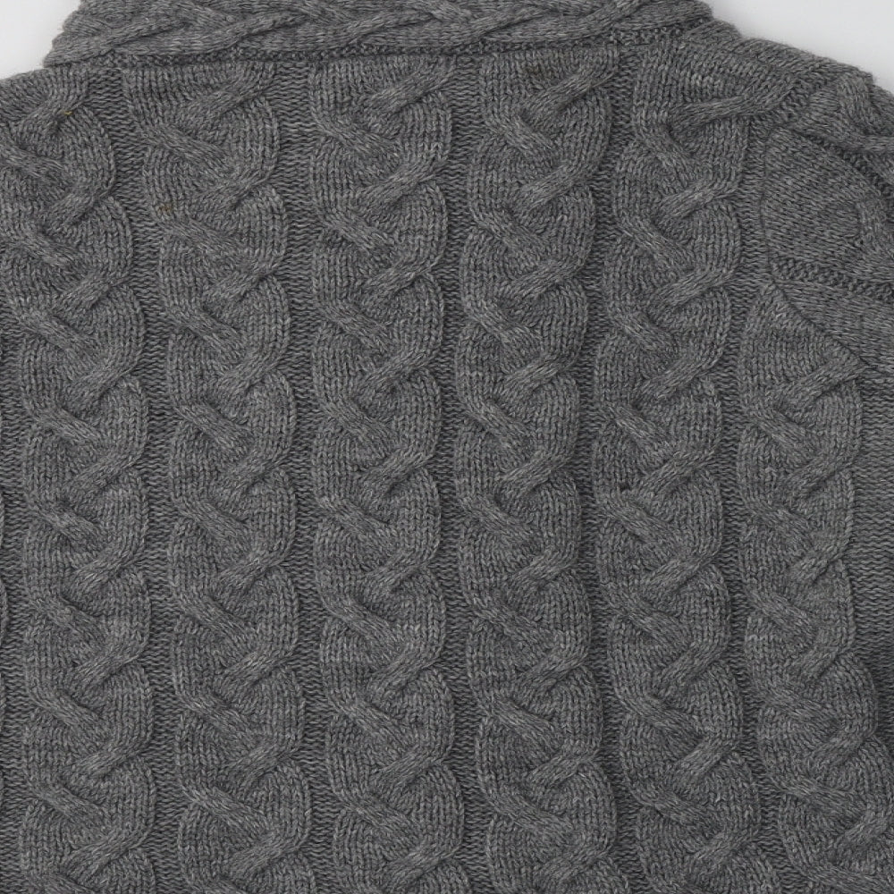 M&S Womens Grey Collared  Acrylic Cardigan Jumper Size 16