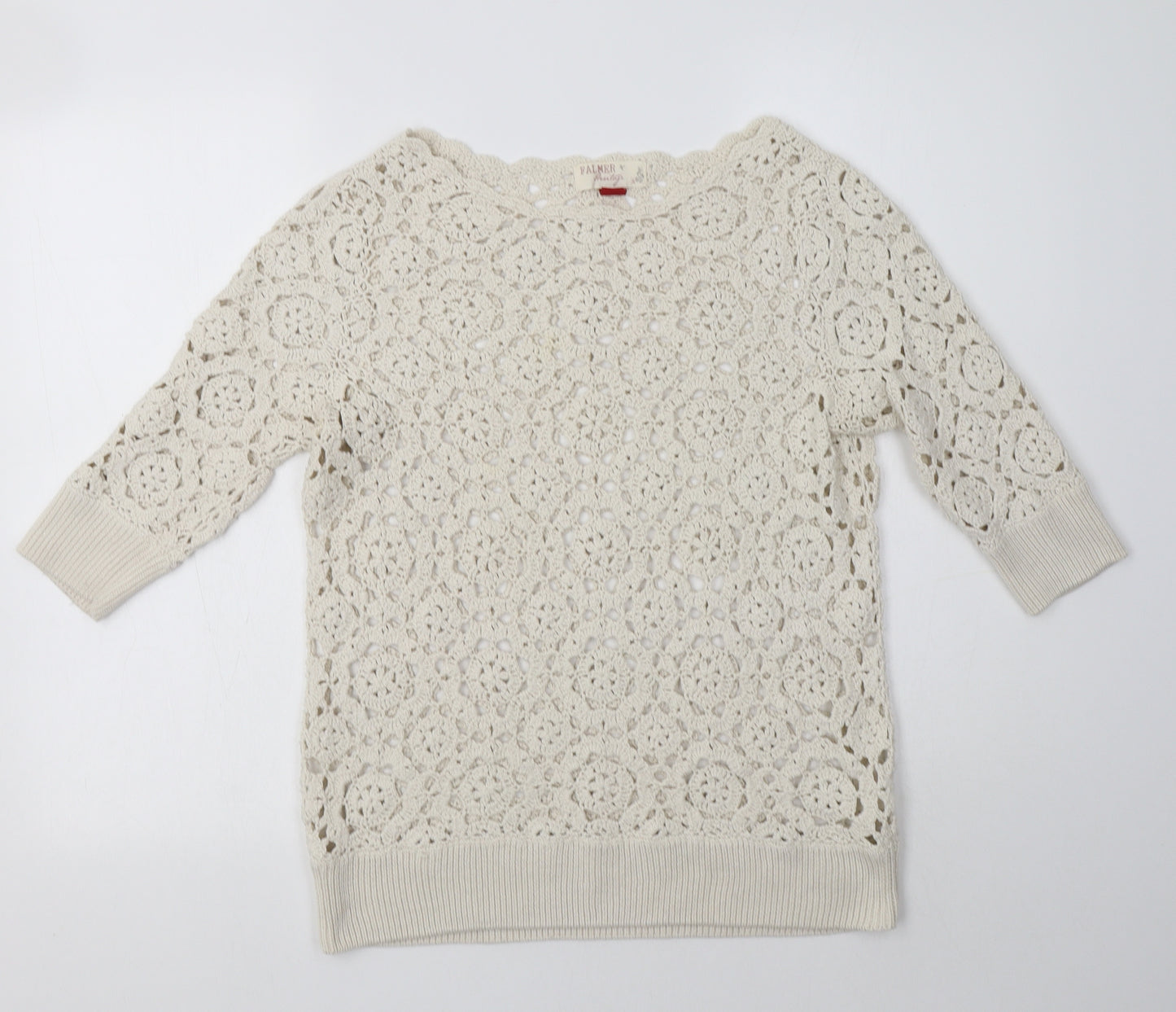 Matalan Womens Ivory Boat Neck Floral Cotton Pullover Jumper Size 16