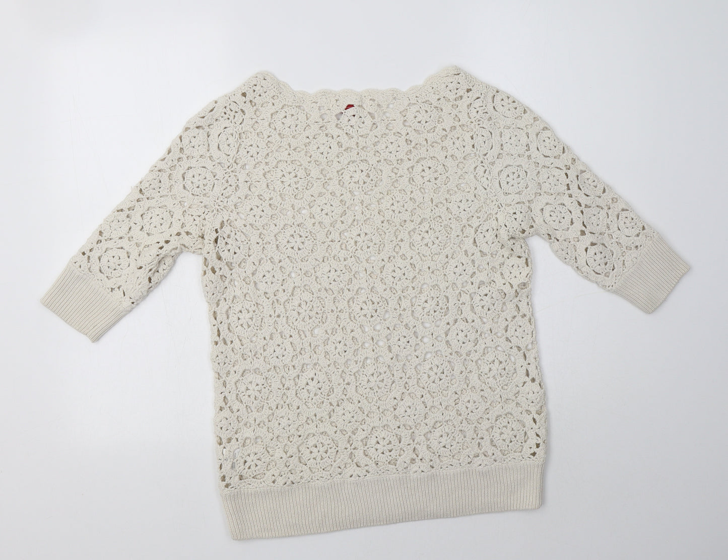 Matalan Womens Ivory Boat Neck Floral Cotton Pullover Jumper Size 16
