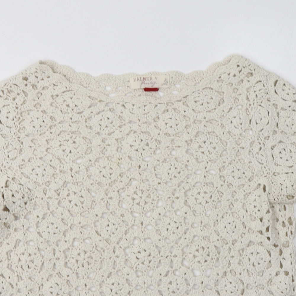 Matalan Womens Ivory Boat Neck Floral Cotton Pullover Jumper Size 16