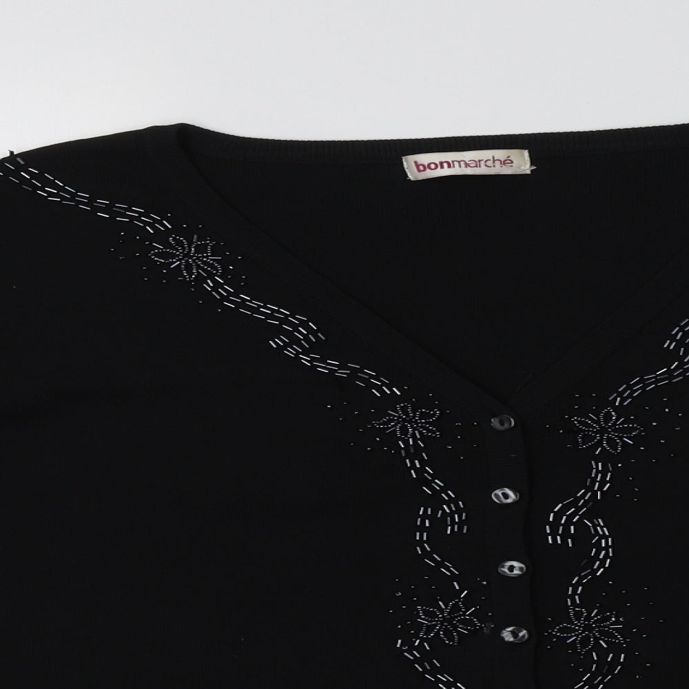 Bonmarché Womens Black V-Neck  Viscose Cardigan Jumper Size XL