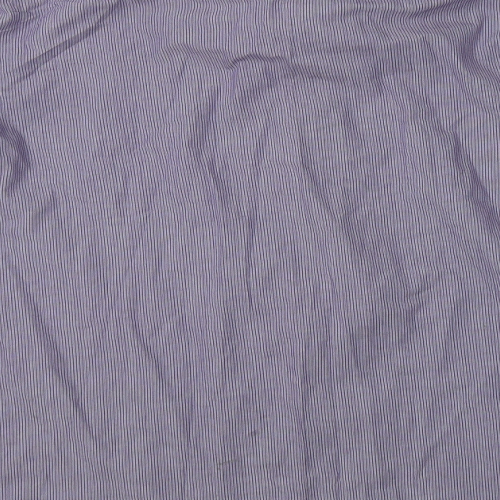 Matalan Mens Purple Striped Polyester  Dress Shirt Size 17.5 Collared