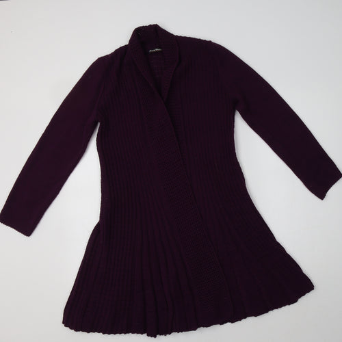 Pura Moda Womens Purple V-Neck  Acrylic Cardigan Jumper Size S
