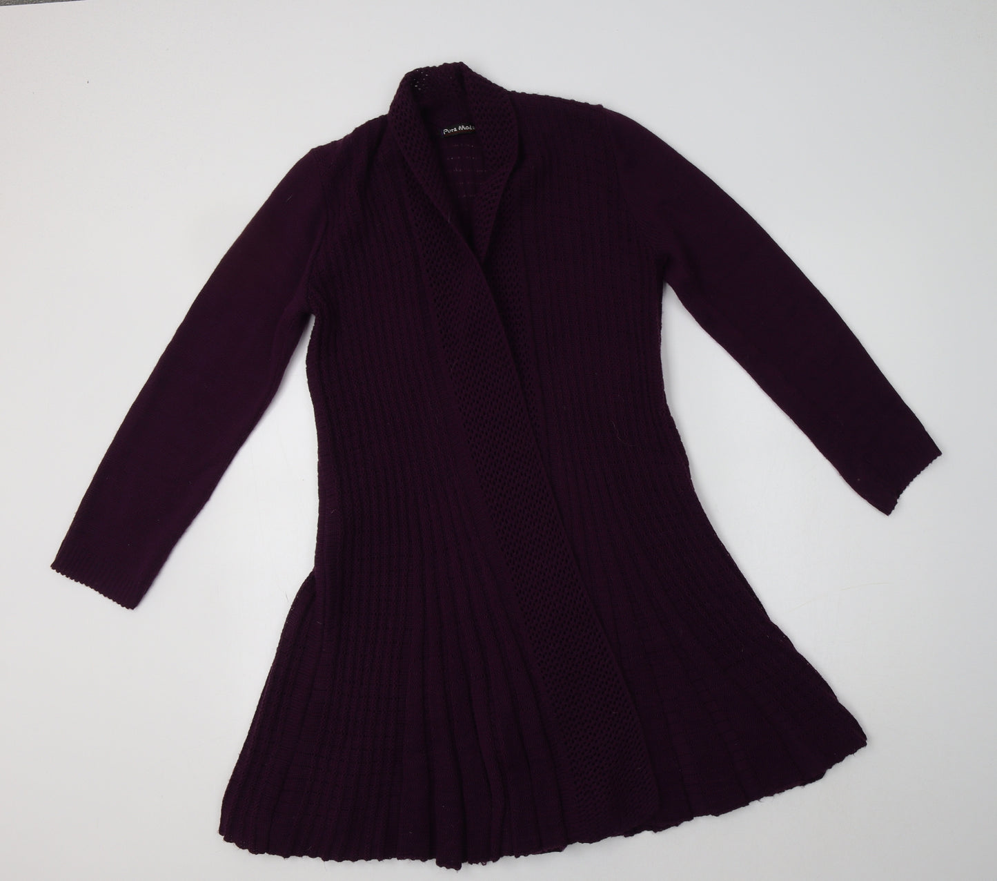 Pura Moda Womens Purple V-Neck  Acrylic Cardigan Jumper Size S