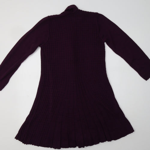 Pura Moda Womens Purple V-Neck  Acrylic Cardigan Jumper Size S