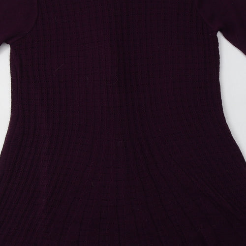 Pura Moda Womens Purple V-Neck  Acrylic Cardigan Jumper Size S