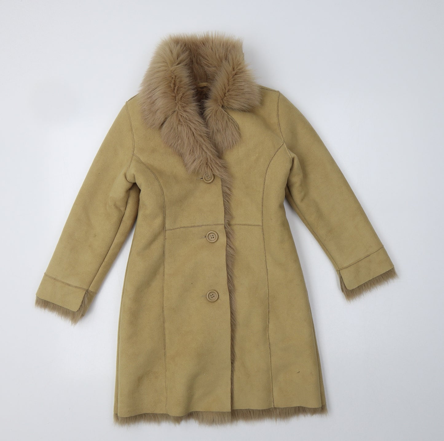 M&S Girls Beige   Overcoat Coat Size 7-8 Years
