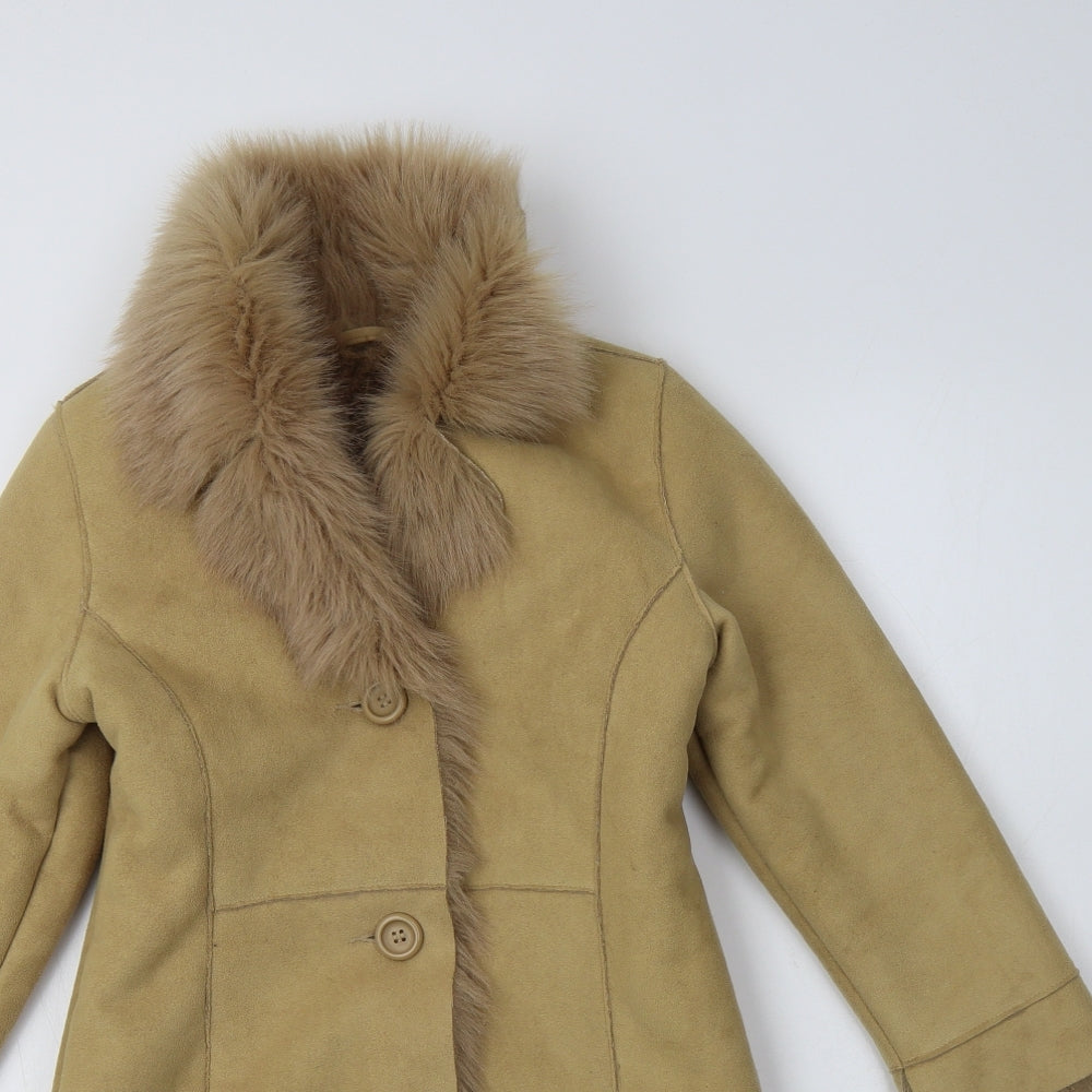 M&S Girls Beige   Overcoat Coat Size 7-8 Years